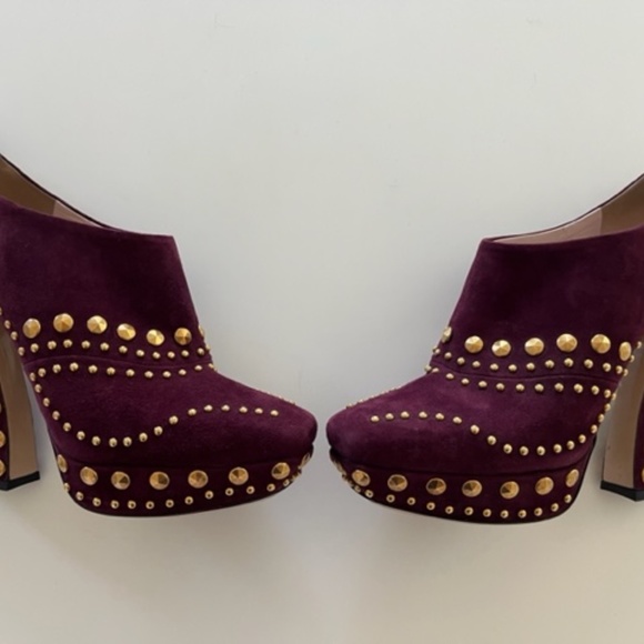 MIU MIU suede studded ankle booties Sz 40 Killer prom heels - Picture 7 of 9
